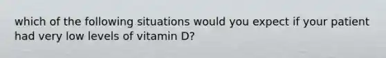 which of the following situations would you expect if your patient had very low levels of vitamin D?