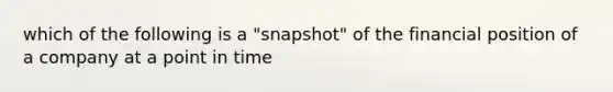 which of the following is a "snapshot" of the financial position of a company at a point in time