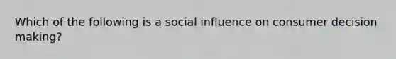 Which of the following is a social influence on consumer decision making?