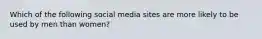 Which of the following social media sites are more likely to be used by men than women?