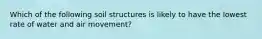 Which of the following soil structures is likely to have the lowest rate of water and air movement?