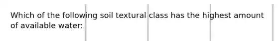 Which of the following soil textural class has the highest amount of available water: