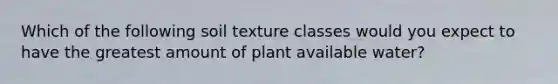 Which of the following soil texture classes would you expect to have the greatest amount of plant available water?