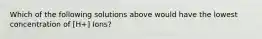 Which of the following solutions above would have the lowest concentration of [H+] Ions?