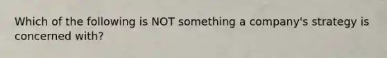 Which of the following is NOT something a company's strategy is concerned with?