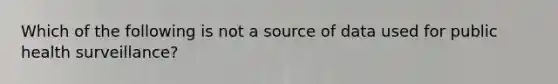 Which of the following is not a source of data used for public health surveillance?