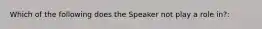 Which of the following does the Speaker not play a role in?: