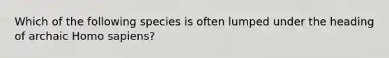 Which of the following species is often lumped under the heading of archaic Homo sapiens?