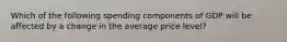 Which of the following spending components of GDP will be affected by a change in the average price level?