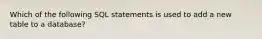 Which of the following SQL statements is used to add a new table to a database?