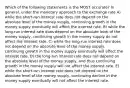 Which of the following statements is the MOST accurate? In general, under the monetary approach to the exchange rate A) while the short-run interest rate does not depend on the absolute level of the money supply, continuing growth in the money supply eventually will affect the interest rate. B) while the long-run interest rate does depend on the absolute level of the money supply, continuing growth in the money supply do not affect the interest rate. C) while the long-run interest rate does not depend on the absolute level of the money supply, continuing growth in the money supply eventually will affect the interest rate. D) the long-run interest rate does not depend on the absolute level of the money supply, and thus continuing growth in the money supply will not affect the interest rate. E) while the short-run interest rate does not depend on the absolute level of the money supply, continuing decline in the money supply eventually will not affect the interest rate.