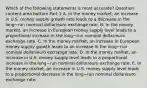 Which of the following statements is most​ accurate? Question content area bottom Part 1 A. In the money​ market, an increase in U.S. money supply growth rate leads to a decrease in the long−run nominal​ dollar/euro exchange rate. B. In the money​ market, an increase in European money supply level leads to a proportional increase in the long−run nominal​ dollar/euro exchange rate. C. In the money​ market, an increase in European money supply growth leads to an increase in the long−run nominal​ dollar/euro exchange rate. D. In the money​ market, an increase in U.S. money supply level leads to a proportional increase in the long−run nominal​ dollar/euro exchange rate. E. In the money​ market, an increase in U.S. money supply level leads to a proportional decrease in the long−run nominal​ dollar/euro exchange rate.