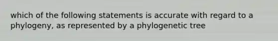 which of the following statements is accurate with regard to a phylogeny, as represented by a phylogenetic tree