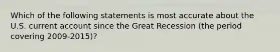 Which of the following statements is most accurate about the U.S. current account since the Great Recession (the period covering 2009-2015)?