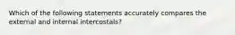 Which of the following statements accurately compares the external and internal intercostals?