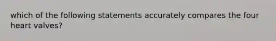 which of the following statements accurately compares the four heart valves?