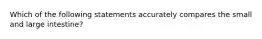 Which of the following statements accurately compares the small and large intestine?