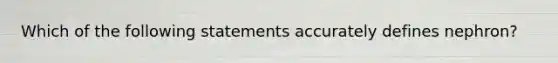 Which of the following statements accurately defines nephron?