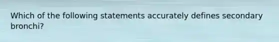 Which of the following statements accurately defines secondary bronchi?