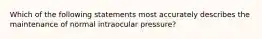 Which of the following statements most accurately describes the maintenance of normal intraocular pressure?