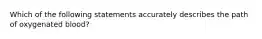 Which of the following statements accurately describes the path of oxygenated blood?