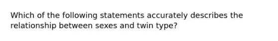 Which of the following statements accurately describes the relationship between sexes and twin type?