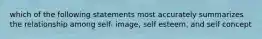which of the following statements most accurately summarizes the relationship among self- image, self esteem, and self concept