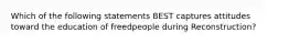 Which of the following statements BEST captures attitudes toward the education of freedpeople during Reconstruction?