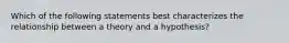 Which of the following statements best characterizes the relationship between a theory and a hypothesis?