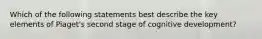 Which of the following statements best describe the key elements of Piaget's second stage of cognitive development?