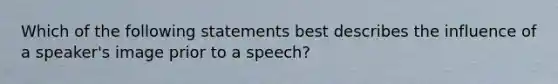 Which of the following statements best describes the influence of a speaker's image prior to a speech?