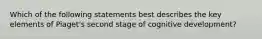 Which of the following statements best describes the key elements of Piaget's second stage of cognitive development?