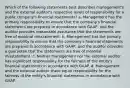 Which of the following statements best describes management's and the external auditor's respective levels of responsibility for a public company's financial statements? a. Management has the primary responsibility to ensure that the company's financial statements are prepared in accordance with GAAP, and the auditor provides reasonable assurance that the statements are free of material misstatement. b. Management has the primary responsibility to ensure that the company's financial statements are prepared in accordance with GAAP, and the auditor provides a guarantee that the statements are free of material misstatement. c. Neither management nor the external auditor has significant responsibility for the fairness of the entity's financial statements in accordance with GAAP. d. Management and the external auditor share equal responsibility for the fairness of the entity's financial statements in accordance with GAAP.