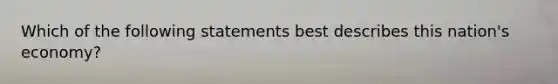 Which of the following statements best describes this nation's economy?