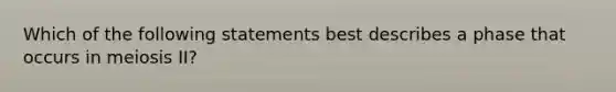 Which of the following statements best describes a phase that occurs in meiosis II?