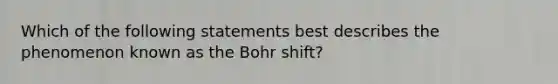 Which of the following statements best describes the phenomenon known as the Bohr shift?