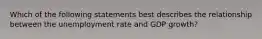 Which of the following statements best describes the relationship between the unemployment rate and GDP growth?