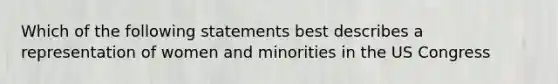 Which of the following statements best describes a representation of women and minorities in the US Congress