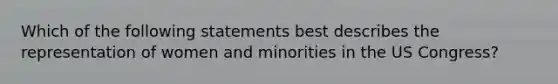 Which of the following statements best describes the representation of women and minorities in the US Congress?