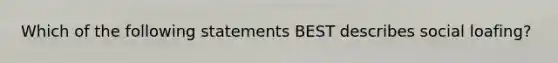 Which of the following statements BEST describes social loafing?