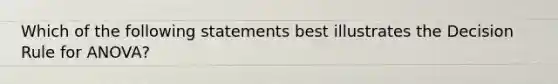 Which of the following statements best illustrates the Decision Rule for ANOVA?