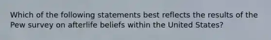 Which of the following statements best reflects the results of the Pew survey on afterlife beliefs within the United States?