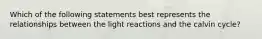 Which of the following statements best represents the relationships between the light reactions and the calvin cycle?