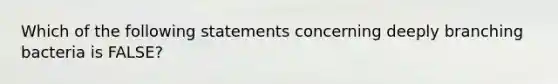 Which of the following statements concerning deeply branching bacteria is FALSE?