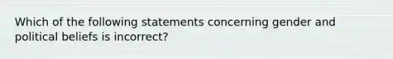 Which of the following statements concerning gender and political beliefs is incorrect?