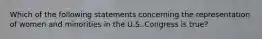 Which of the following statements concerning the representation of women and minorities in the U.S. Congress is true?