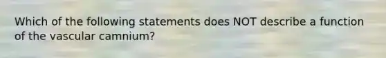 Which of the following statements does NOT describe a function of the vascular camnium?