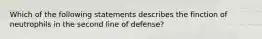 Which of the following statements describes the finction of neutrophils in the second line of defense?