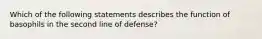 Which of the following statements describes the function of basophils in the second line of defense?