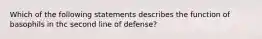 Which of the following statements describes the function of basophils in thc second line of defense?